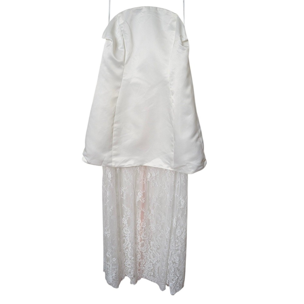 Lulus Winslet White Satin Sheer Hem Strapless Maxi Dress Open Back NWT XL - Picture 5 of 11